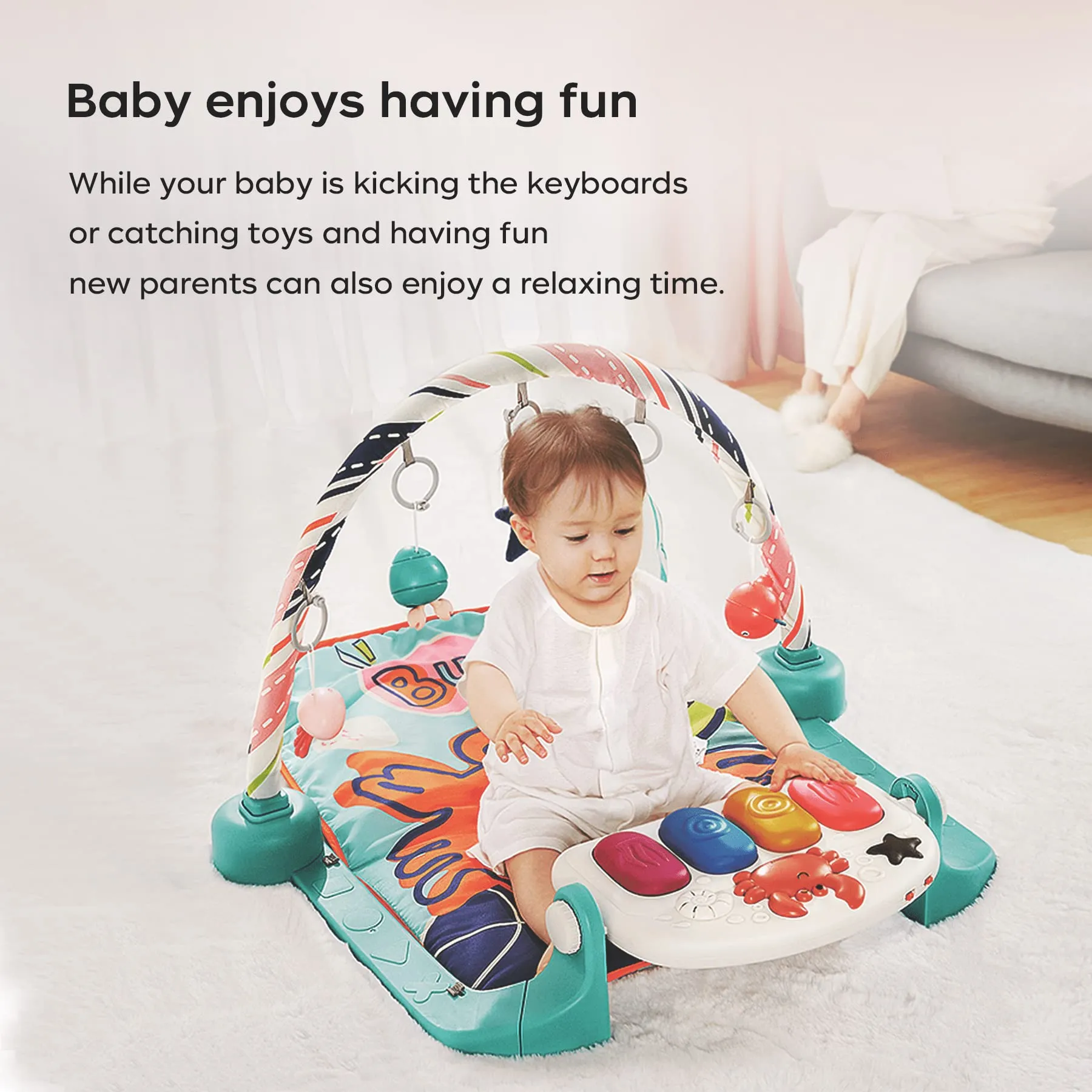 【美国直邮】Bc Babycare 婴儿健身架脚踏钢琴新生儿礼盒见面礼物6月宝宝益智玩具