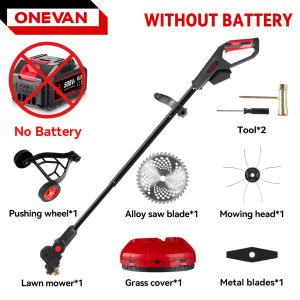 ONEVAN 10 Inch Brushless Electric Lawn Mower 38000RPM Cordless Grass Trimmer 90° Adjustable Lawn Mower Garden Tool For Makita 18V Battery
