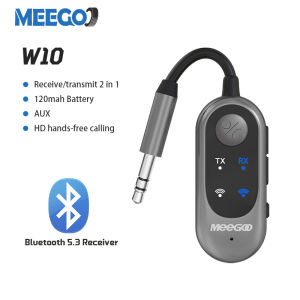 MeeGoo Bluetooth 5.3 Transmitter Receiver 2 In 1 Wireless Bluetooth Adapter ASC/SBC Audio HD Decoding 3.5mm AUX Socket for Mobile Phone Tablet Laptop Switch PS5 PC Speaker