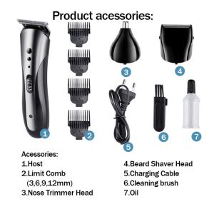 KM-1407 3-in-1 Cordless Waterproof Shaver – Versatile Trimmer with Cleaning Brush