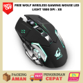 Free Wolf Wireless Gaming Mouse LED Light 1800 DPI - X8 / Mouse Wireless Gaming Tanpa Kabel Lampu Rgb Laptop Gaming Gamer Keyboard Komputer Pc / Mouse Gaming Professional USB LED Non Bluetooth Notebook Laptop Lenovo Asus Acer Murah Original. 