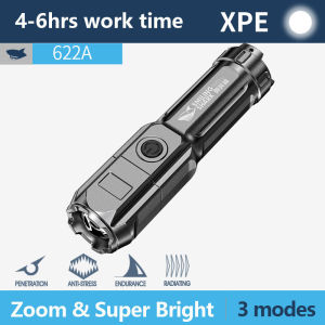 100000LM LED Flashlights 3 Lighting Modes Torch Light High Power Zoomable Light USB Rechargeable Torch  Portable Zoomable Camping Light Outdoor Lighting