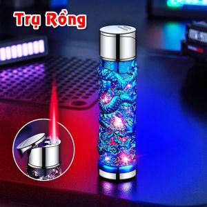 Bật lửa hột quẹt độc lạ khắc rồng có đèn nhấp nháy (xài gas)