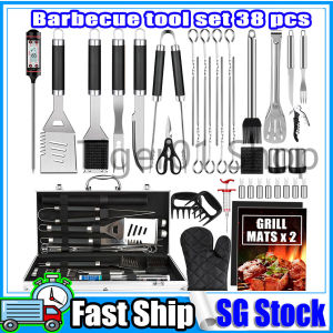 SG BBQ Grill Tools Set 38 Pieces Stainless Steel Barbecue Accessories with Grill Mats Camping Backyard Cooking Set