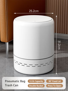 Vision 13L Press Type Trash Can Household Garbage Can with Automatic Adsorption Bag Cover Bathroom Waste Bin Kitchen Trash Bin Large Capacity Sorting Bins Living Room Bedroom Rubbish Bin Dustbin Storage Barrels
