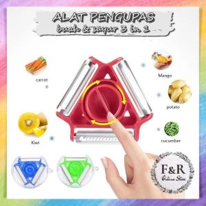 Pisau Pengupas Buah & Sayur 3 in 1: Alat Kupas Kentang Stainless