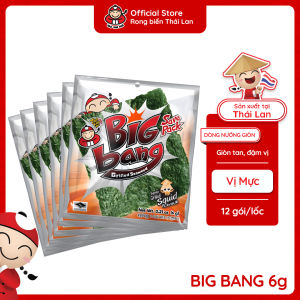 [LỐC 12 GÓI TẶNG 1 GÓI RONG BIỂN 25G] Snack Rong Biển TaoKaeNoi BIG BANG 6G Dinh Dưỡng Healthy Chính Hãng Thái Lan