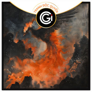 Tranh phượng hoàng lửa phong thủy cầu sức khỏemay mắn trường thọ. Tranh treo tường dán tường.CGI-1151