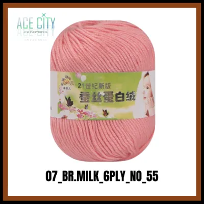 Benang Rajut Katun Sutra Susu 6 PLY / Silk Cotton Yarn Milk For Kniting 50gram Part 2