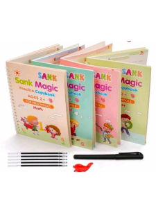 Sank Magic Practice Book 1 Set Isi 4 Buku dan Pulpen Buku Belajar Menulis Angka Huruf Anak Paud TK