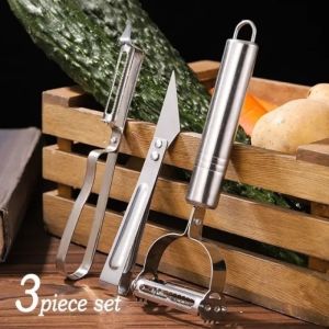 3pcs/set Stainless Steel Vegetable Fruit Peeler Potato Carrot Peeling Wire Planer DoubleHead Tweezer
