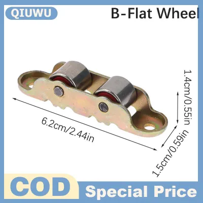 QIUWU 80 loại phẳng rãnh Đôi bánh xe kim loại cửa trượt cửa sổ ròng rọc hỗ trợ dưới trượt con lăn theo dõi phụ kiện phần cứng