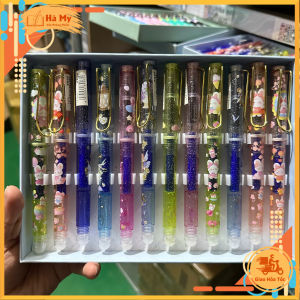 Bút Máy Tẩy Được Dạng Màu Trong Có Kim Tuyến Kèm Ống Mực Màu Xanh