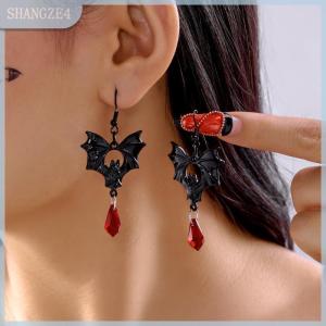 【SHANGZE4】 Gothic Vampire Bat Earrings For Women Vintage Red Water Drop Pendant Earring Halloween Pagan Witch Ear Jewelry Gift