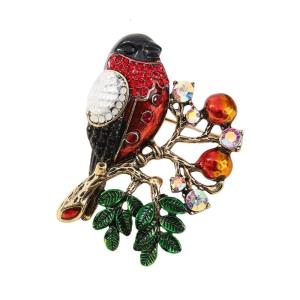 Stylish Alloy Bird Pin Adorned With Glittering Rhinestones Decorative Animal Brooch For Coats Blouses Accessories