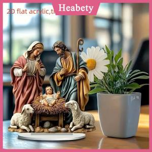 Heabety 2026 mới Chúa giáng sinh sinh cảnh Xmas bảng trung tâm phụ kiện 2D phẳng acrylic cho trang trí văn phòng nhà bên ornment