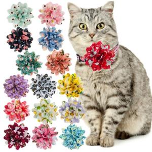 Elastic Pet Collar Floral Embellishment 8Cm Handmade Cloth Flower Multicolored Detachable Accessory