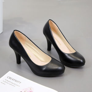 [Free Shipping] Spring And Autumn New Fashion Korean Style Round Toe Solid Color Suede High Heel OL Professional Work Shoes WomenS Leather Flats