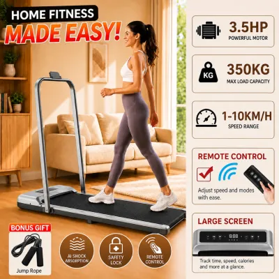4.0HP Treadmill Machine with 1-18KM/H Walking Pad Electric-Driven System & Foldable Body for Home Fitness Enthusiasts Seeking Space-Saving Gear Treadmill