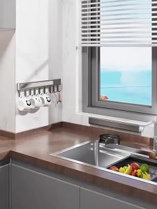 [OKLIFE. SG]Wall-Mounted Storage Shelf With Hook retractable windowsill invisible garnishes wall hanging storage shelf