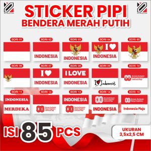 Stiker Pipi Bendera Merah Putih HUT RI ke 79 | Desain Inspiratif | Isi 85 pcs | Warna Merah Putih