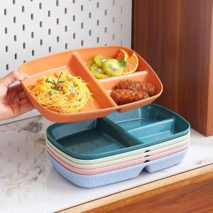 Plate Food Grade Plastic Three Compartment Plates Lunch Plate Fruit Plate Wheat Plastic Dinner Plate