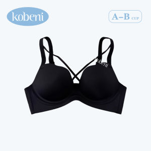 KOBENI Push Up Bra เสื้อในผู้หญิง สามมิติไร้รอยต่อ รองรับนุ่ม สายไขว้ คอวีลึกเซ็กซี่ รวมตัว ป้องกันการหย่อนคล้อย 3/4 Cup