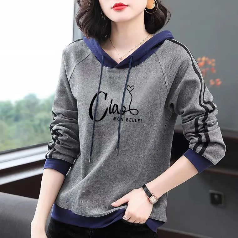 Hoodie Women Plus Size 4XL 2022 Autunm and Winter New Korean Style Loose  Thin Hooded Sweatshirt Casual Long Sleeves Pullover Tops for Women