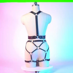 ♥Bdsm ชุดชั้นในสายรัดร่างกายเข็มขัดชุดหนังผู้หญิงชุดชั้นในหนังเสื้อผ้าเครื่องรางต้นขาถุงน่องสายรัดทาสโกธิคH0719