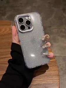 Transparent Acrylic Glitter Phone Case iPhone 15 Pro Max 14 13 12 Casing for iPhone Case TPU Silicone Soft Shell Full Coverage Shockproof