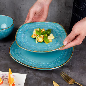 OMK European Retro Tableware Set Ceramic Square Dinner Plate