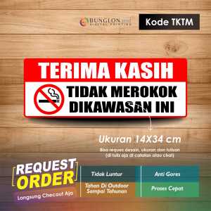 STIKER TERIMA KASIH TIDAK MEROKOK DI AWASAN INI + LAMNASI KODE TKTM MERAH