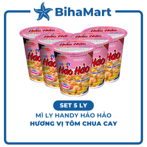 [SET 5 LY] - ACECOOK - Mì ly Handy Hảo Hảo Tôm Chua Cay - Mì Handy Hảo Hảo Tôm Chua Cay (67g/ly) - Mì Handy Hảo Hảo ly Tôm Chua Cay - Mì ly Hảo Hảo Handy Tôm Chua Cay - Mì ly ăn liền Tôm Chua Cay
