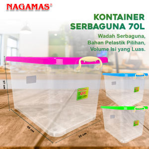 NAGAMAS Box Kontainer Plastik Dengan Roda Kotak Penyimpanan 70 Liter