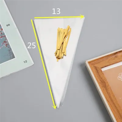 Plastik OPP 100pcs Triangle Plastic Bags 13*25CM/16*30CM Triangle Transparent Bag Cone Begs Goodies Bags Cone Bag