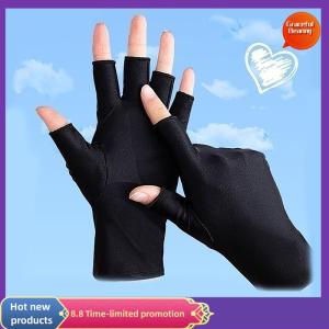 Graceful Summer Ice Silk Half Fingers Gloves Women Breathable Thin Fingerless Gloves Outdoor Riding Driving Gloves Sunscreen Mittens