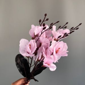 NIFINE 20 Heads Artificial Magnolia Flowers 5 Branch Multi-Bloom Artificial Faux Plants Blue Simulated Flower Bouquet Home Decor