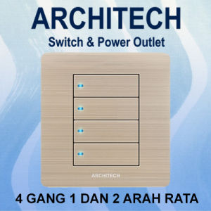 ARCHITECH PLATINUM B9-K4B ROSE GOLD Sakelar/Saklar/CETEK 4 Gang 2Arah LED