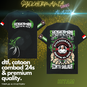 (SMA18)KAOS SYEKHERMANIA"SANTRI AL-AZIS"LENGAN PENDEK UKURAN ANAK DAN DEWASA(FREE STIKER)