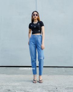 GOJINIEJEANS - Celana Panjang Highwaist Comfort Boyfriend Jeans Medium Blue - 6434 -  COMFORT BOYFRIEND