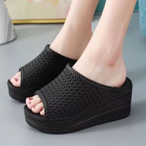[Free Shipping] WomenS High-Heeled Slippers Perfect For Summer Wear Featuring A Super Thick Sole Fashionable Design And A New Style With A Wedge Heel And Non-Slip Soles Ideal For Both Indoor And Outdoor Use