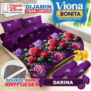 Raishacollection Bedcover Viona Set King Size 180x200 cm Tinggi Sprei 25 cm Bahan Microtex Dispers Anti Geser