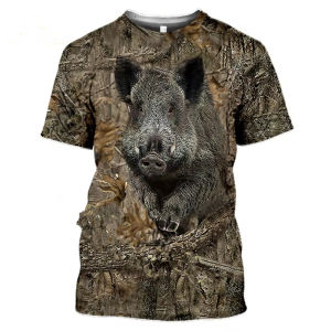 Forest Animal Camo 3D Printing T-shirt Cool Outdoor Mens Hunting Pattern T Shirt Classic Round Neck Summer Loose Tee Shirts
