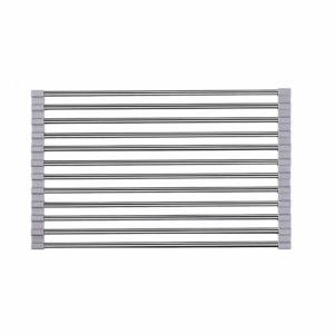HELLOBBY Rustproof Sink Drain Rack Multi-Functional Space Saving Dish Drainer Filter Rack Easy Clean Roll Up Dish Rack Kitchen Counter