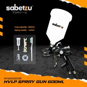 Sabetzu Spraygun HVLP Gravity Besar 600ML Airbrush Semprotan Cat Angin - Spray Gun Gravity Nozzle HVLP Airbush 1.4MM - Alat Penyemprot Cat Kompresor Angin - Penyemprot Body Mobil Motor Kayu Tembok Dinding Furniture Mebel Cat Body Repaint Repair Kendaraan