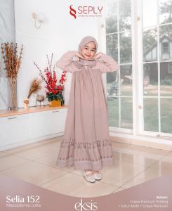 Terbaru Seply Gamis Anak Selia 152 Black Bean Macademia Latte Tory Burch Eksis 247 248 Set Kerudung