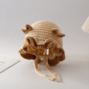 【Leaf-Hu】COD หมวกเด็ก หมวกไหมพรมเด็ก สําหรับเด็กวัยหัดเดิน การออกแบบลูกไม้ที่น่ารัก เด็กผู้ชาย และเด็กผู้หญิง