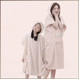 ผ้าเช็ดตัวมีฮู้ด บ้าน นุ่มและระบายอากาศได้ดี ผ้าเช็ดตัวคลุม ทนทาน นุ่มและบาง เป็นมิตรต่อผิว