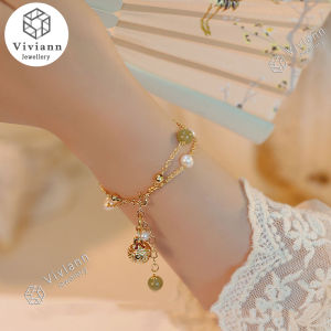 Viviann Original Bell Hetian Jade Pearl Bracelet Anklet Premium Jewelry Set Gift Jade Crystal Beads Bracelets Women Fine Jewelry Charm Jewellery Fashion Gifts Women Bangle