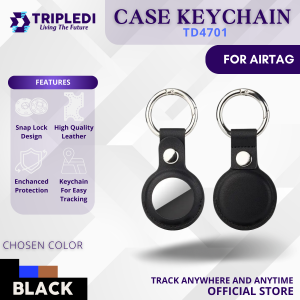 TRIPLEDI Case For AirTag Shockproof PU Leather TD4701 Cover Keychain Protective GPS Tracker Location Anti Lost